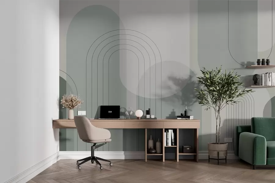 zidne murale Minimalistička i boho geometrija u zelenim tonovima w01920