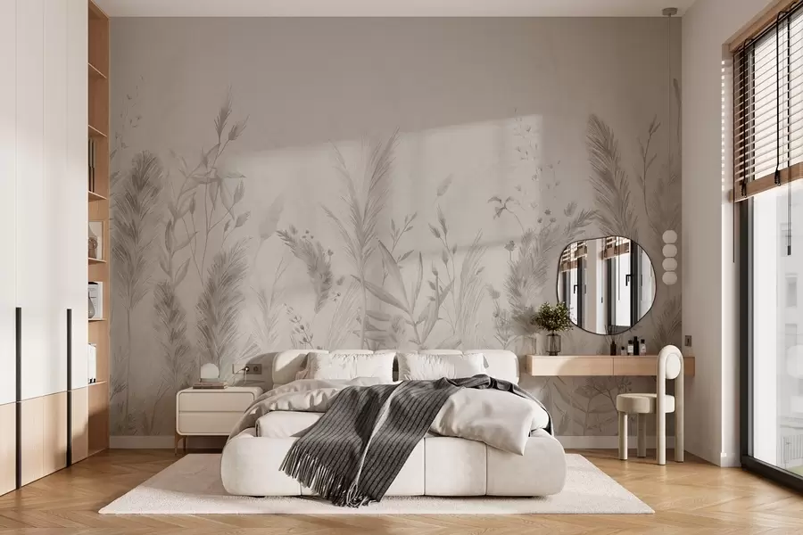zidne murale Visoke poljske trave i cvijeće u pastelnim bojama w02004v1