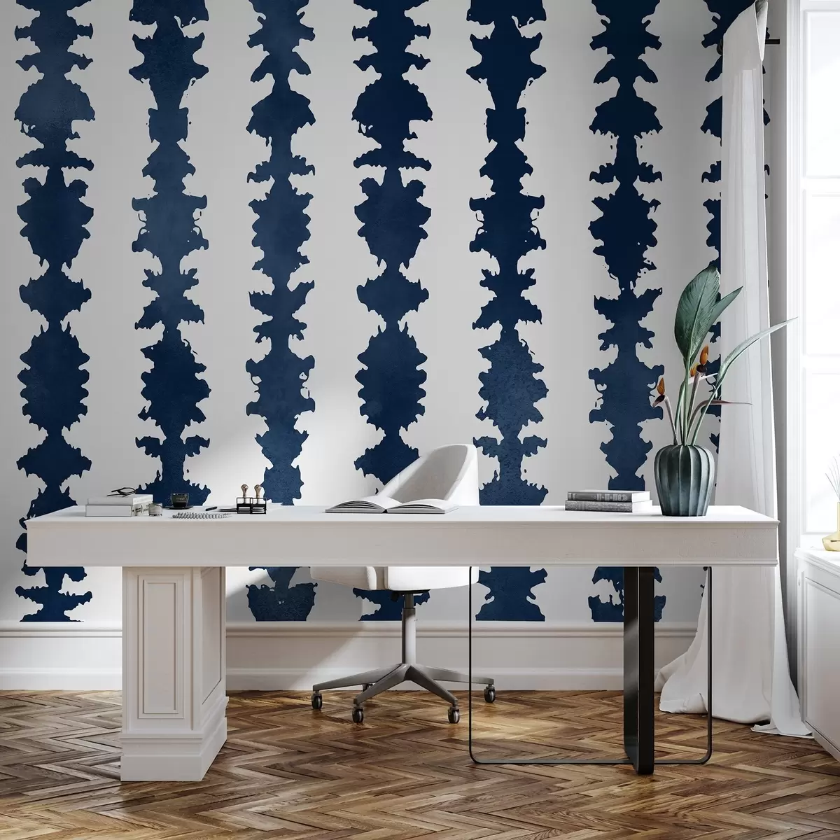 zidne murale Apstraktni dizajn u dubokim plavim tonovima u99090