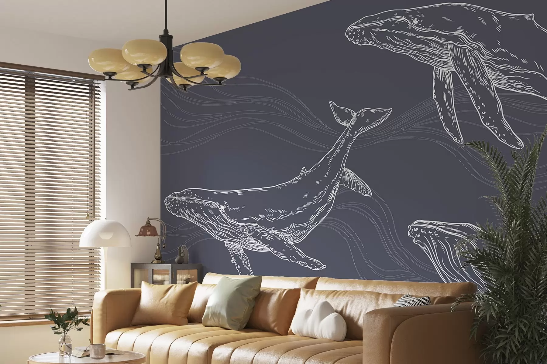 zidne murale Graciozni kitovi u oceanskom kretanju u99733v1