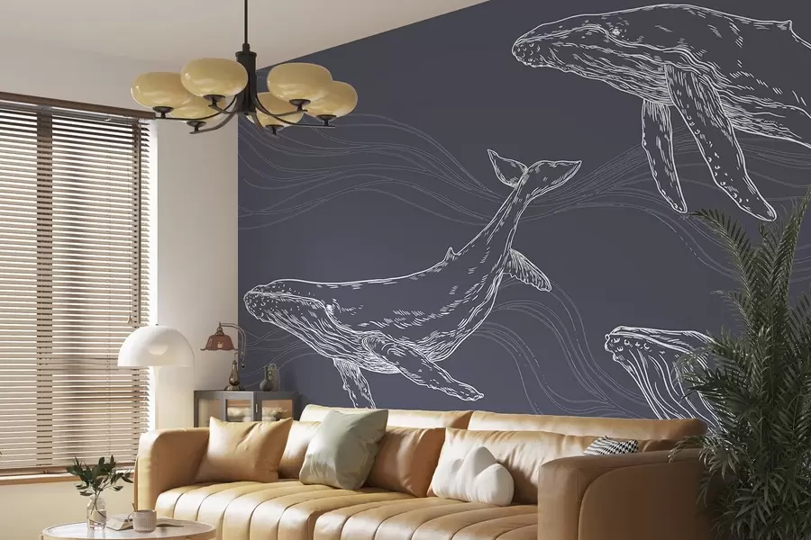 zidne murale Graciozni kitovi u oceanskom kretanju u99733v1
