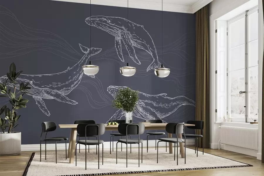 zidne murale Graciozni kitovi u oceanskom kretanju u99733v1