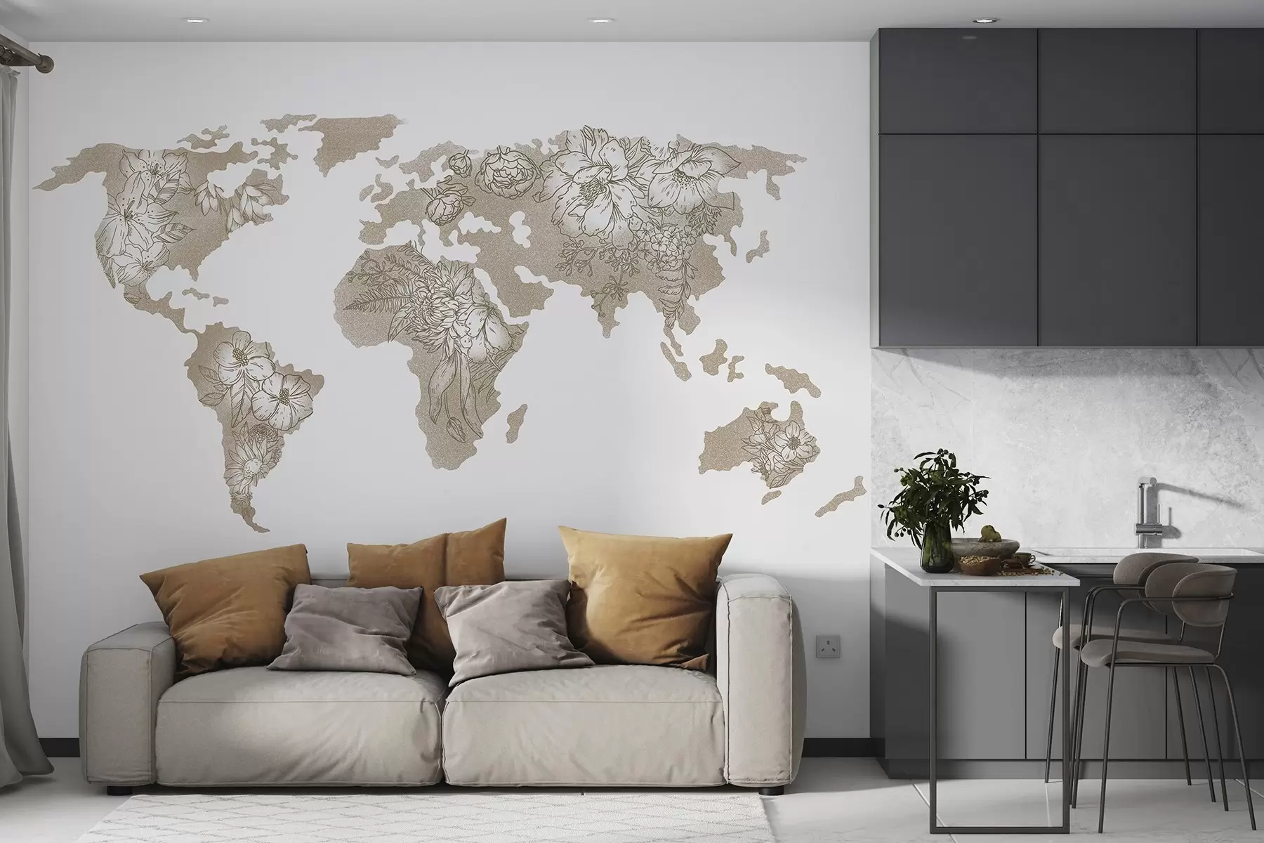 zidne murale Cvjetna karta svjetskog dizajna u99734