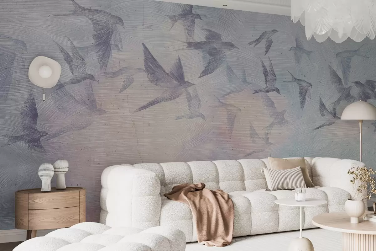 zidne murale Jato ptica u nježnim nijansama w00702