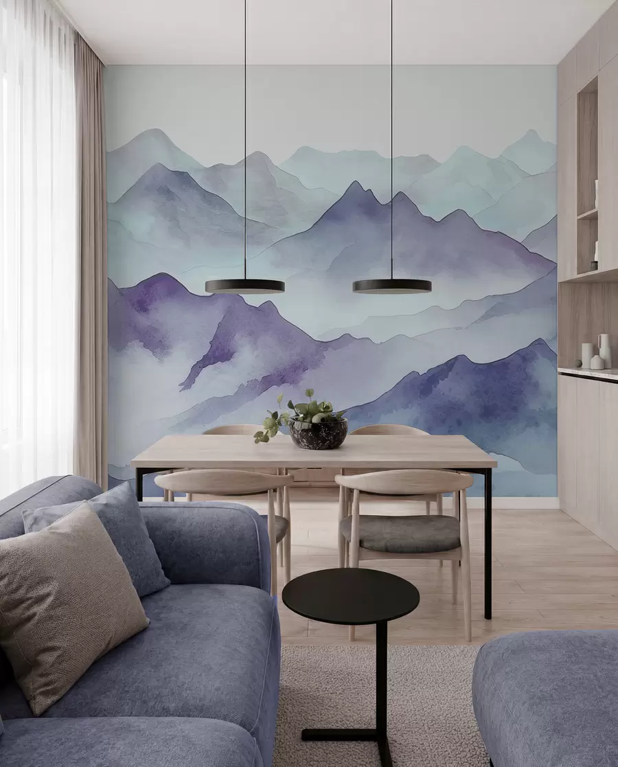 zidne murale Maglovite planine u nježnim nijansama w00841v1