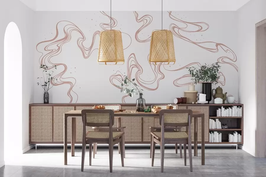 zidne murale Elegantni kovitlaci na bijelom platnu w00929