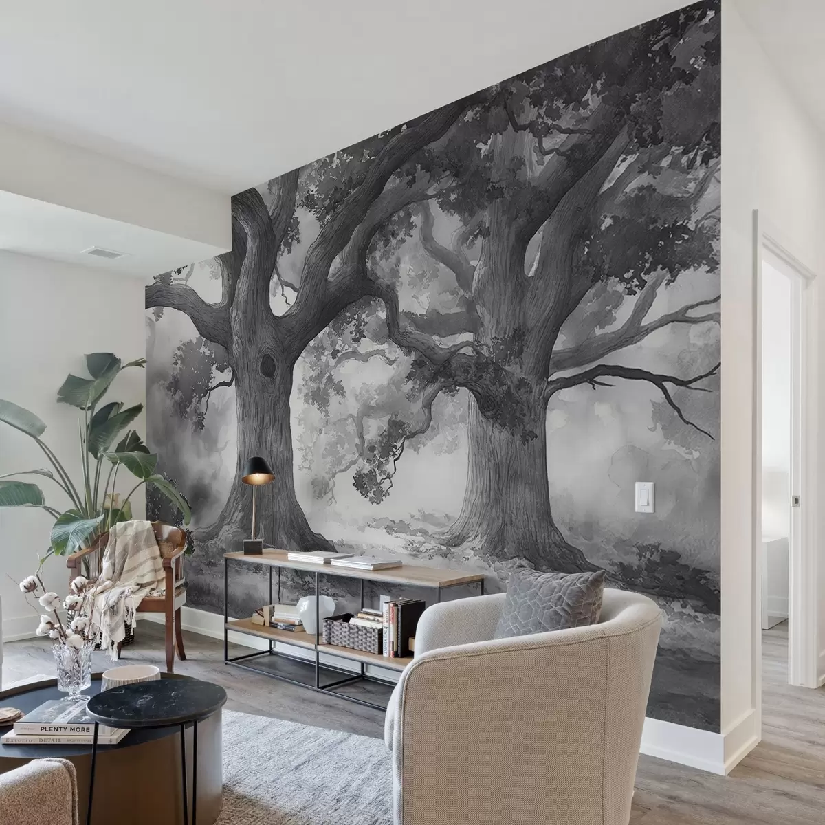 zidne murale Veličanstvena stabla u mirnom krajoliku w01182