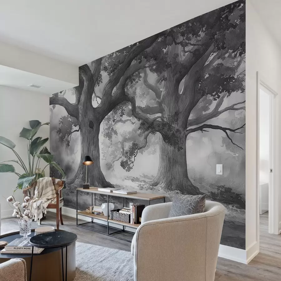 zidne murale Veličanstvena stabla u mirnom krajoliku w01182
