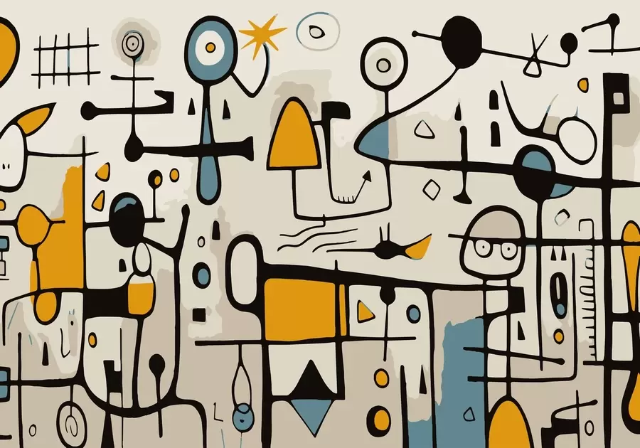 zidne murale Apstraktna umjetnost s geometrijskim oblicima u stilu Art Nouveau w02029