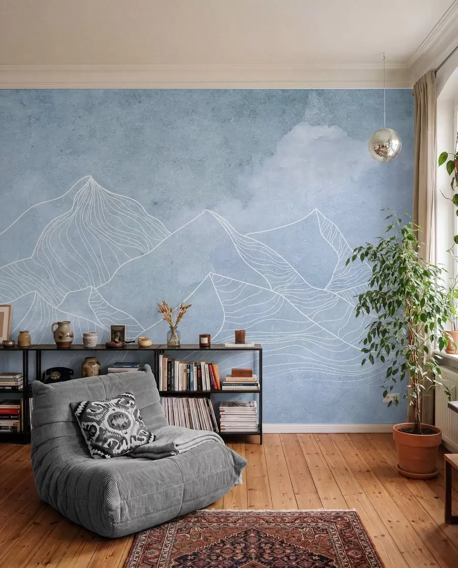 zidne murale Mirne planine u nježnim plavim nijansama u98839v1