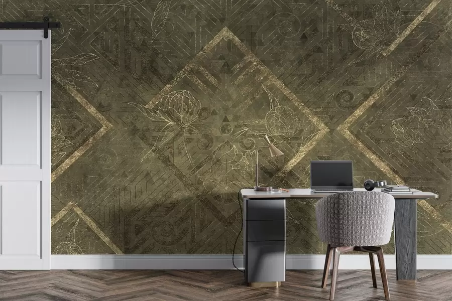 zidne murale Grunge tekstura s cvjetnim uzorcima w02079v1