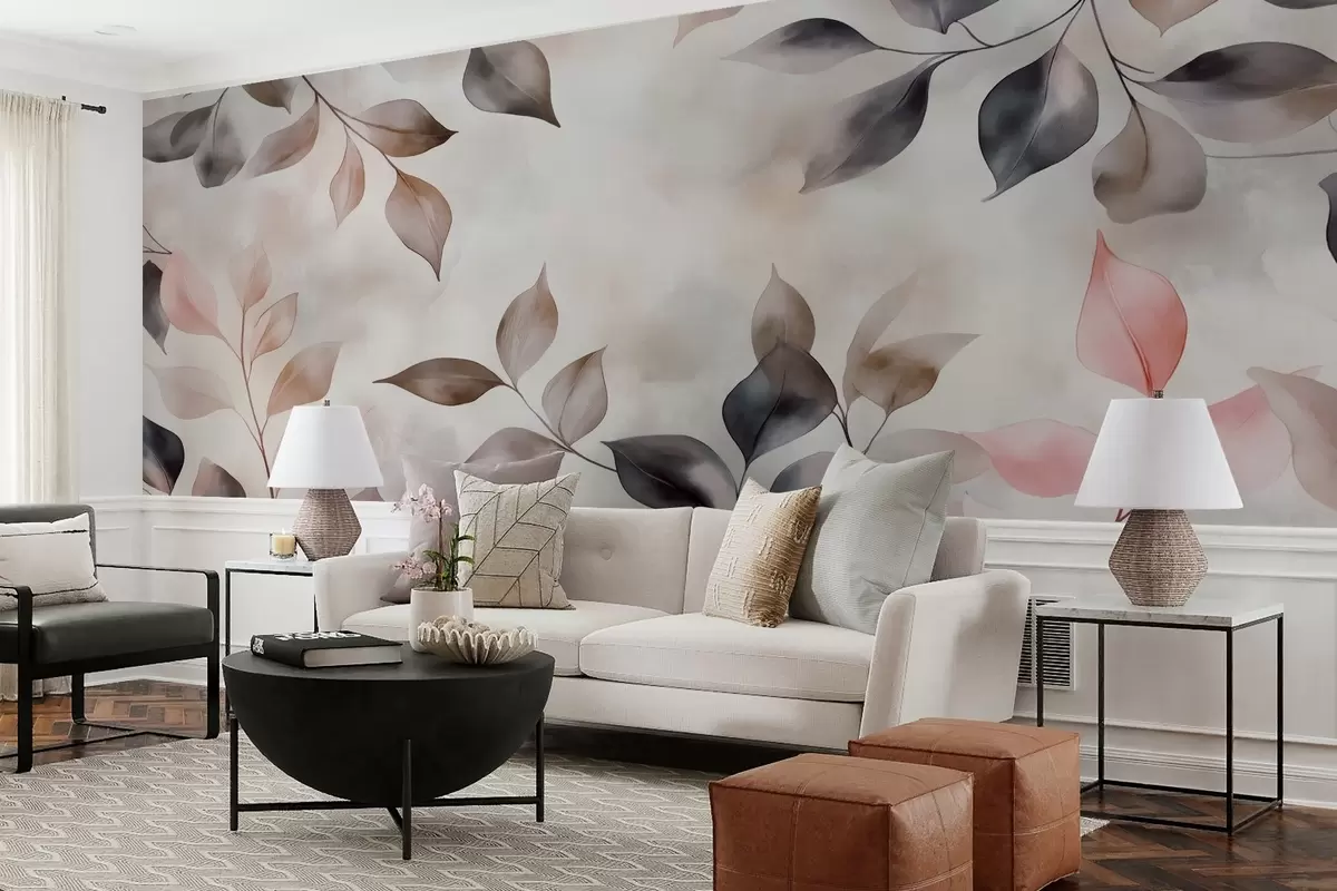 zidne murale Nježno akvarelno lišće w02069v1