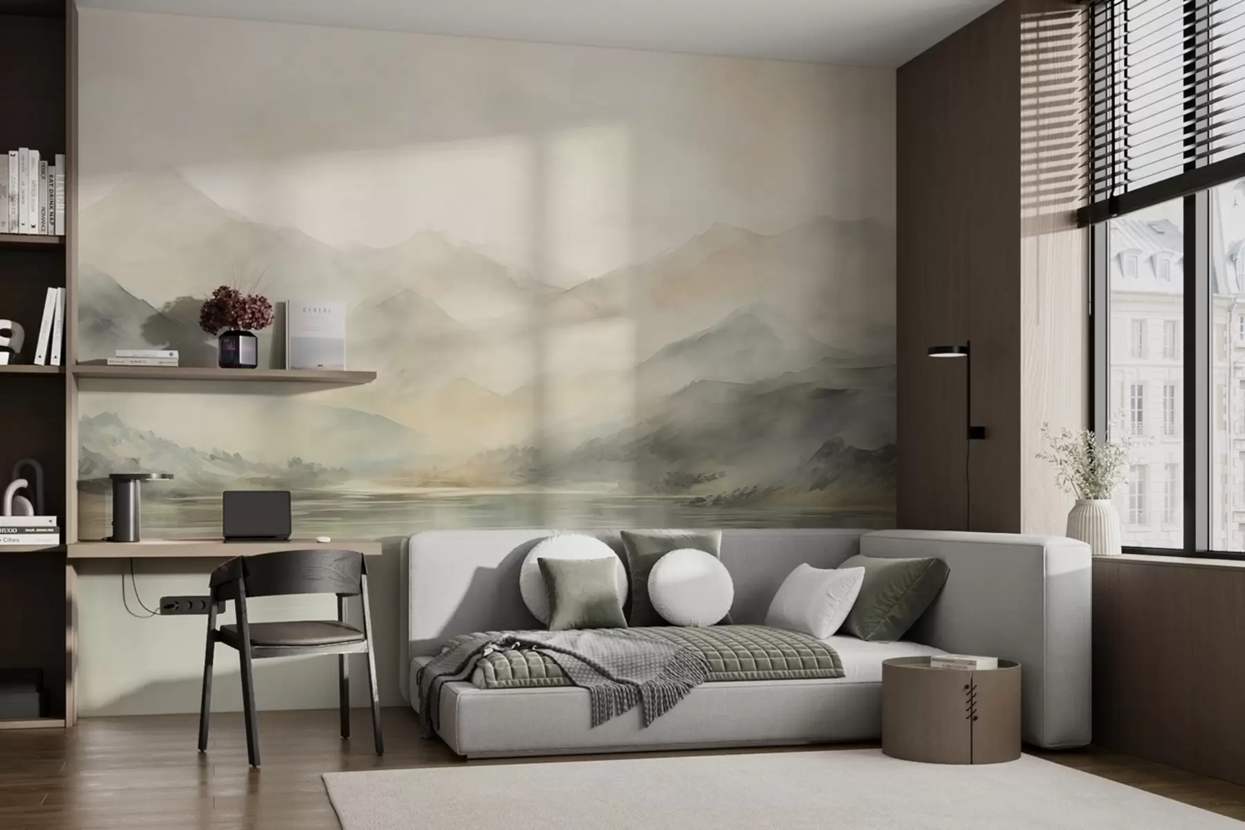 zidne murale Naslikan akvarelom planinski krajolik w02115