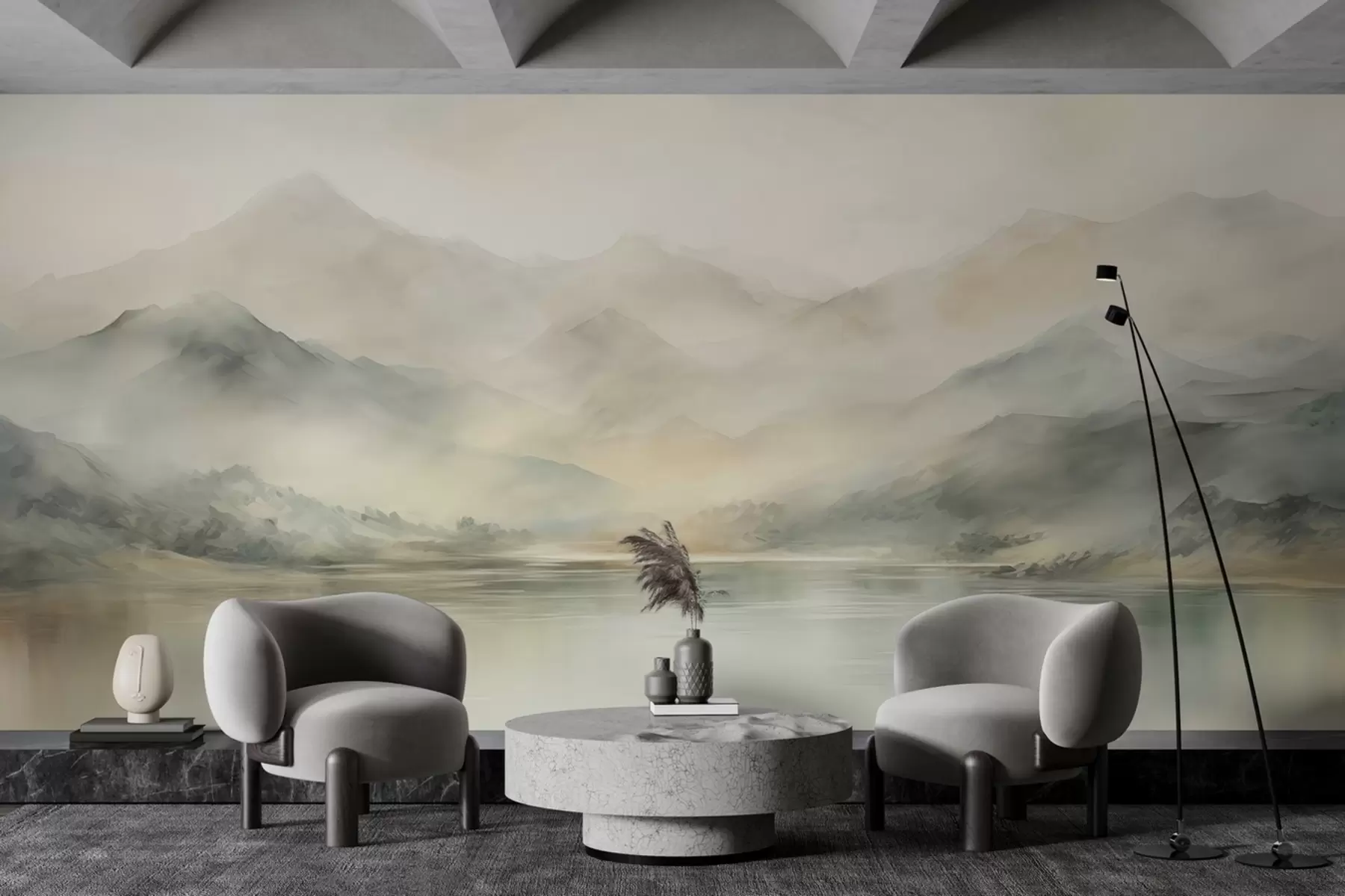 zidne murale Naslikan akvarelom planinski krajolik w02115