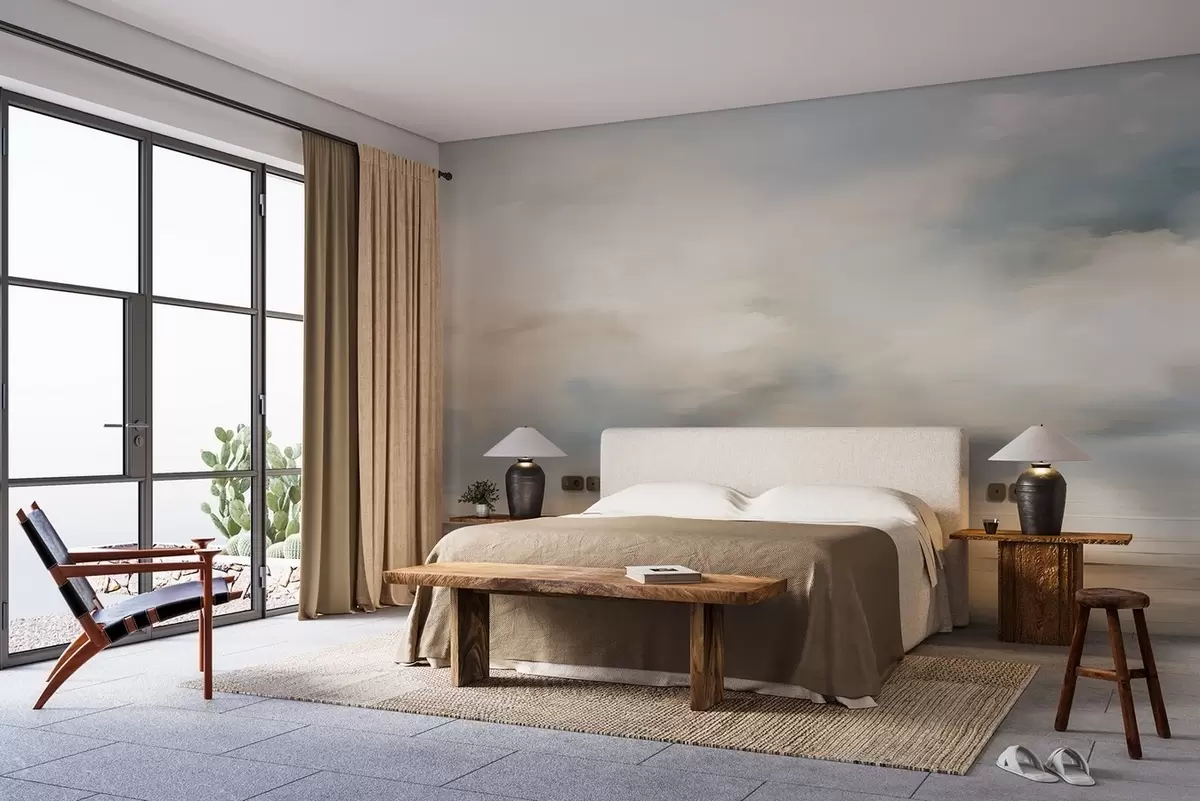 zidne murale Naslikan akvarelom krajolik oblaka i mora w02116