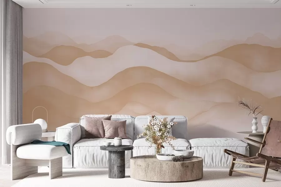 zidne murale Apstraktni bež valovi koji podsjećaju na planine w02196v1