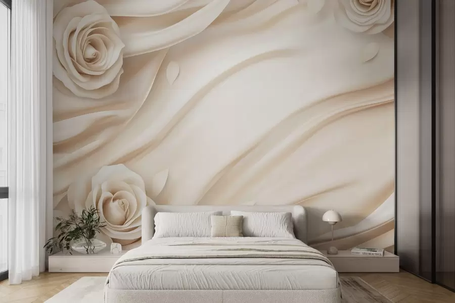 zidne murale Elegantna bež pozadina s ružama w02197