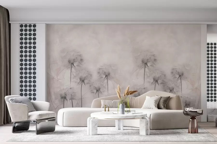 zidne murale Maslačak na svijetlo bež pozadini w01895