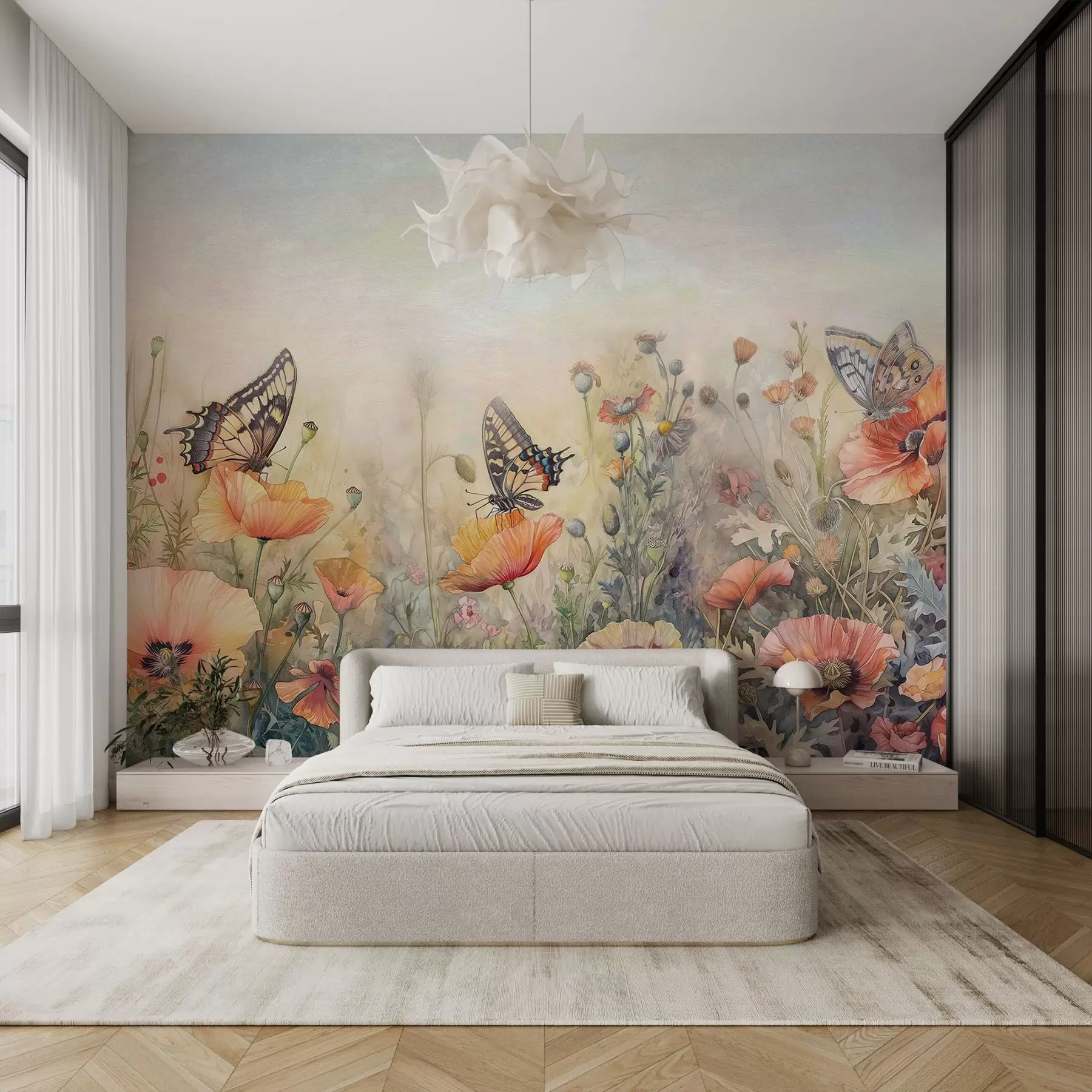 zidne murale Veliki leptiri u poljskom cvijeću w01896