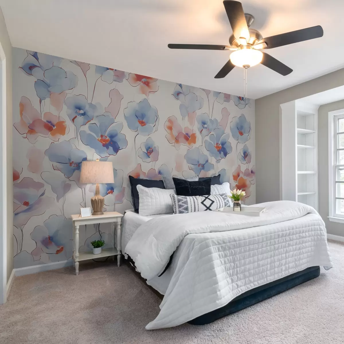 zidne murale Mali vintage cvjetovi, plavi i crveni tonovi w02277