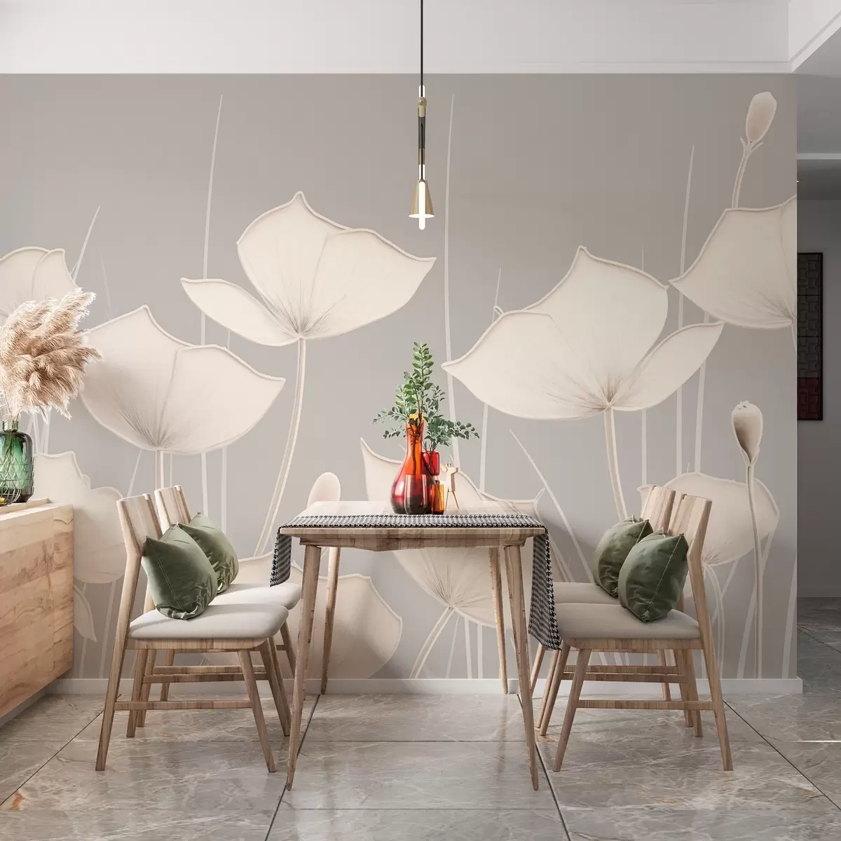 zidne murale Minimalistička slika cvijeća s tankim stapkama w02259