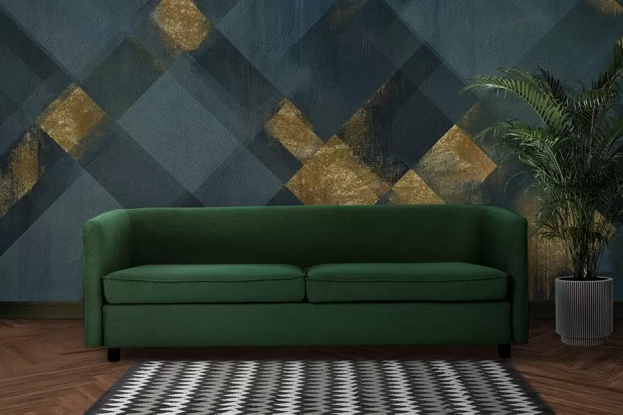 zidne murale moderna geometrija u luksuznom stilu sa smaragdnom nijansom w02340v1