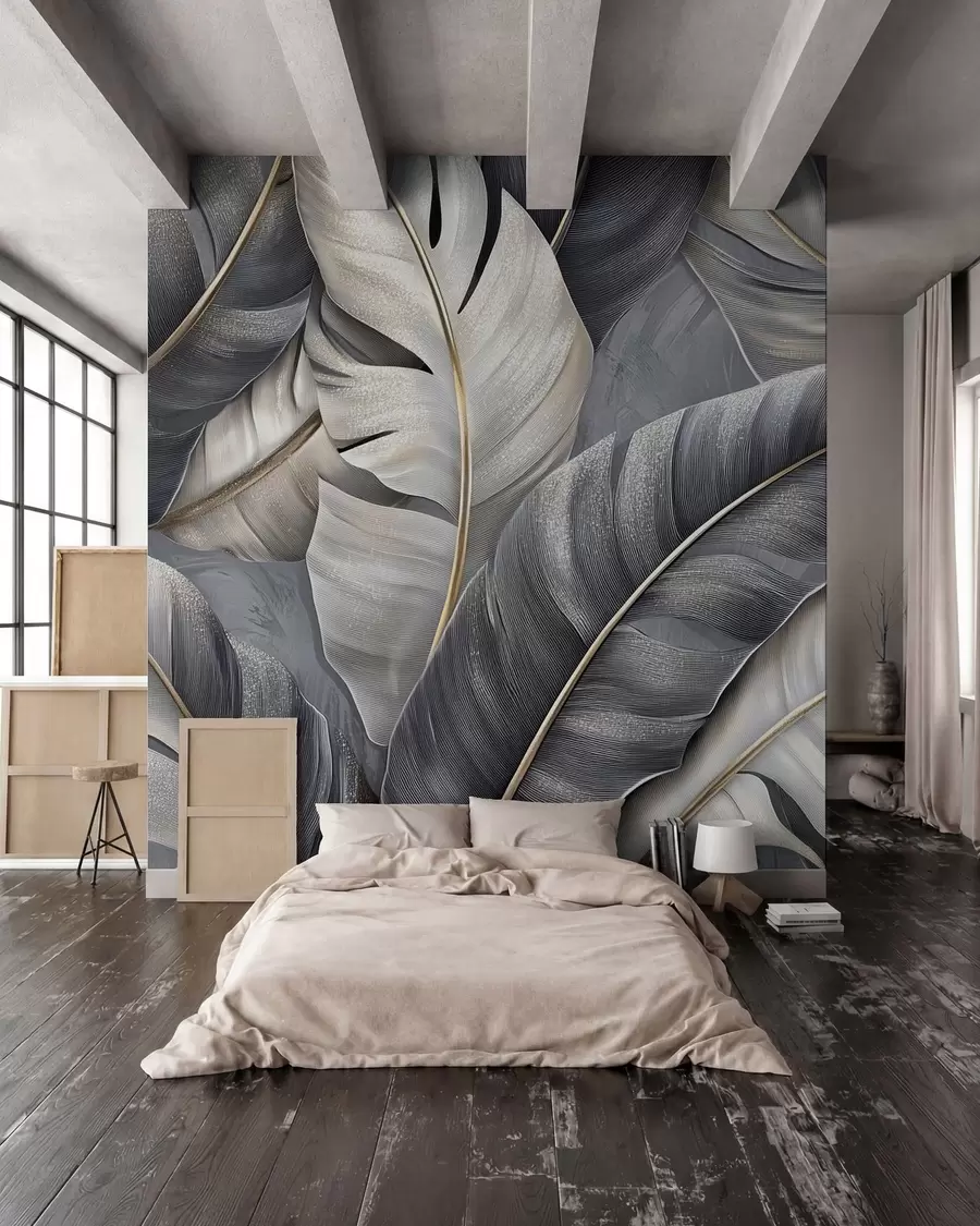 zidne murale luksuzne tapete s velikim tropskim lišćem w02342