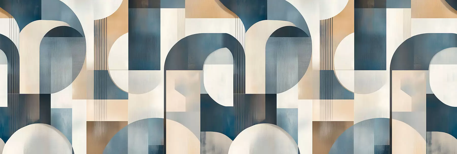 zidne murale Art Deco tapeta s geometrijskim uzorkom u plavim, bež i mliječnim nijansama w02346