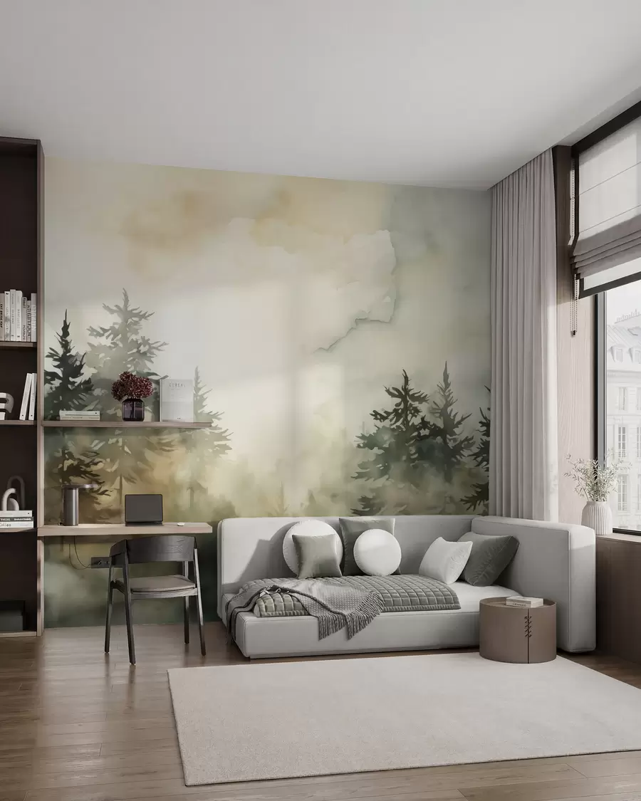 zidne murale Slika imitacije šume akvarelom w02473