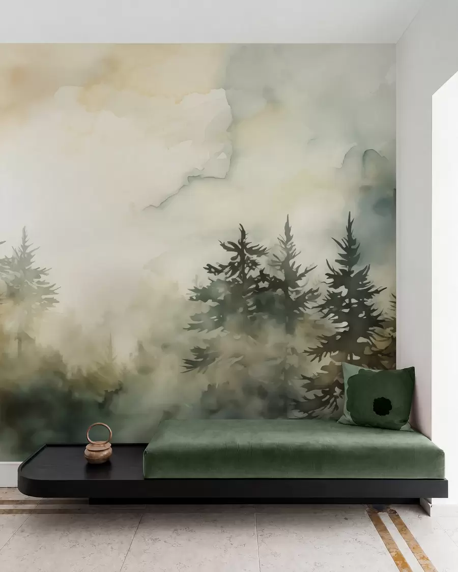 zidne murale Slika imitacije šume akvarelom w02473