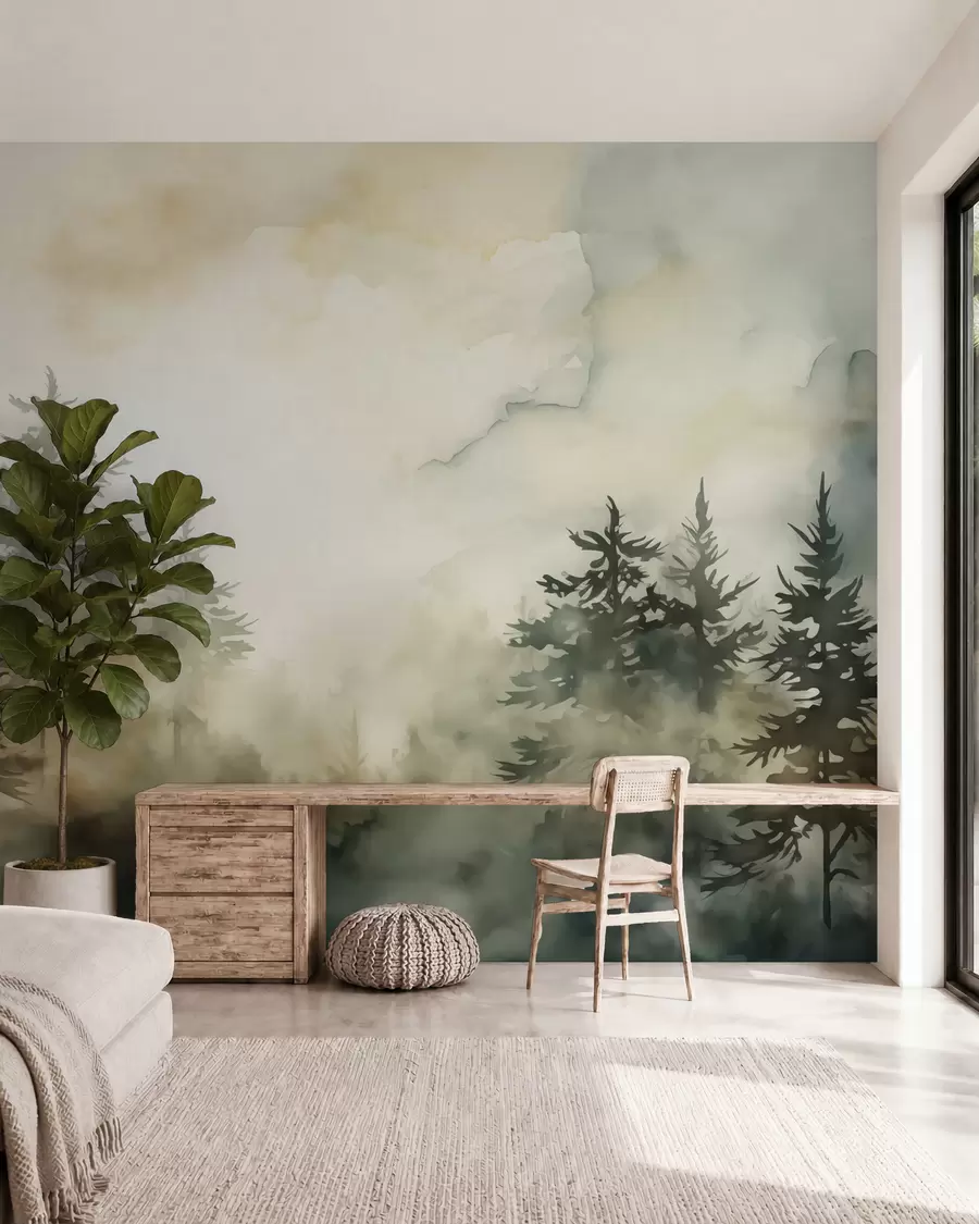 zidne murale Slika imitacije šume akvarelom w02473
