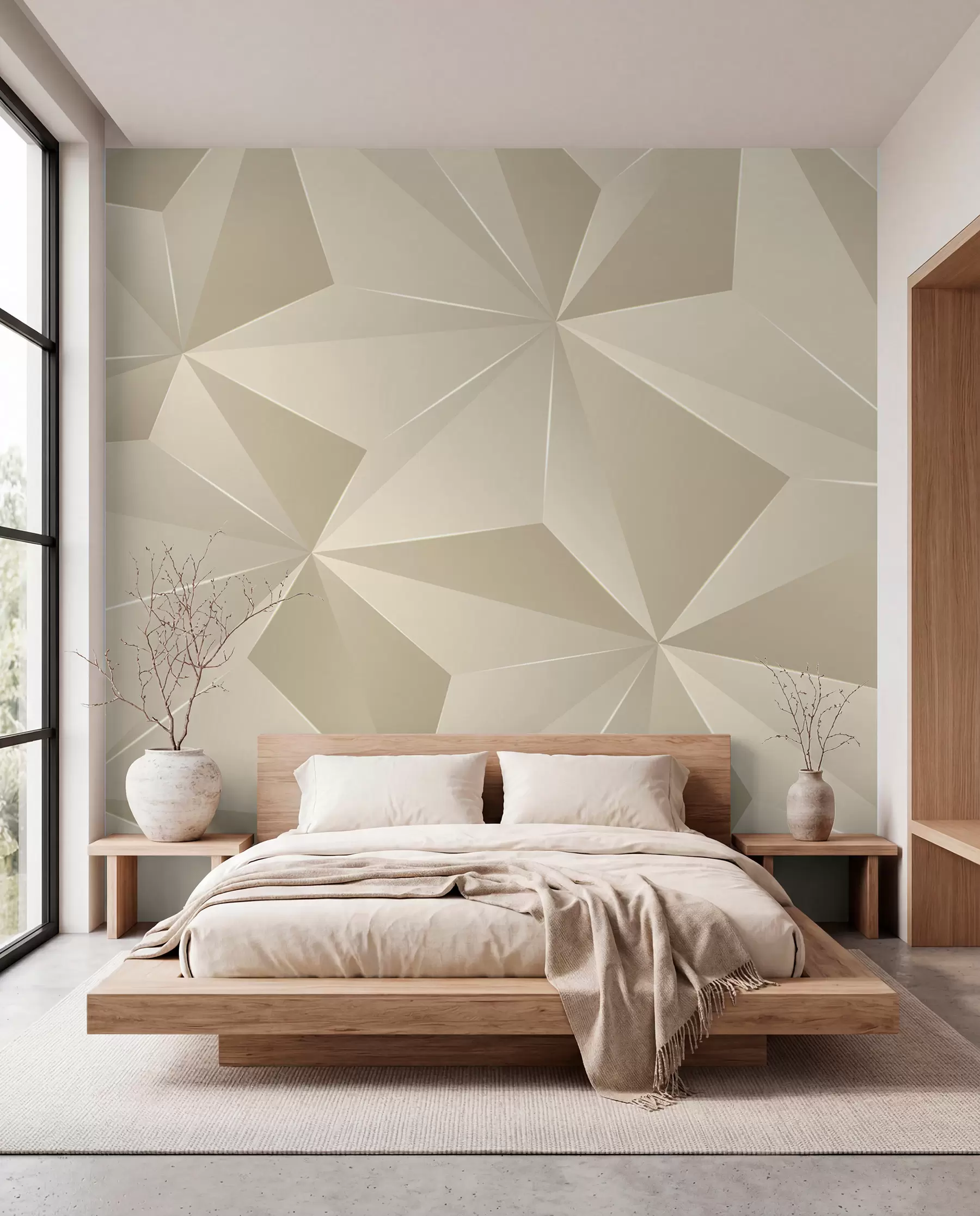 zidne murale Bež geometrijski reljef u42449