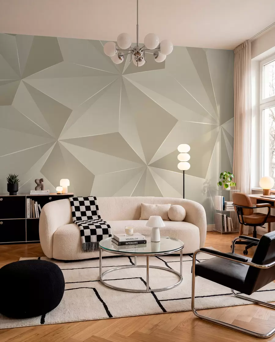 zidne murale Bež geometrijski reljef u42449
