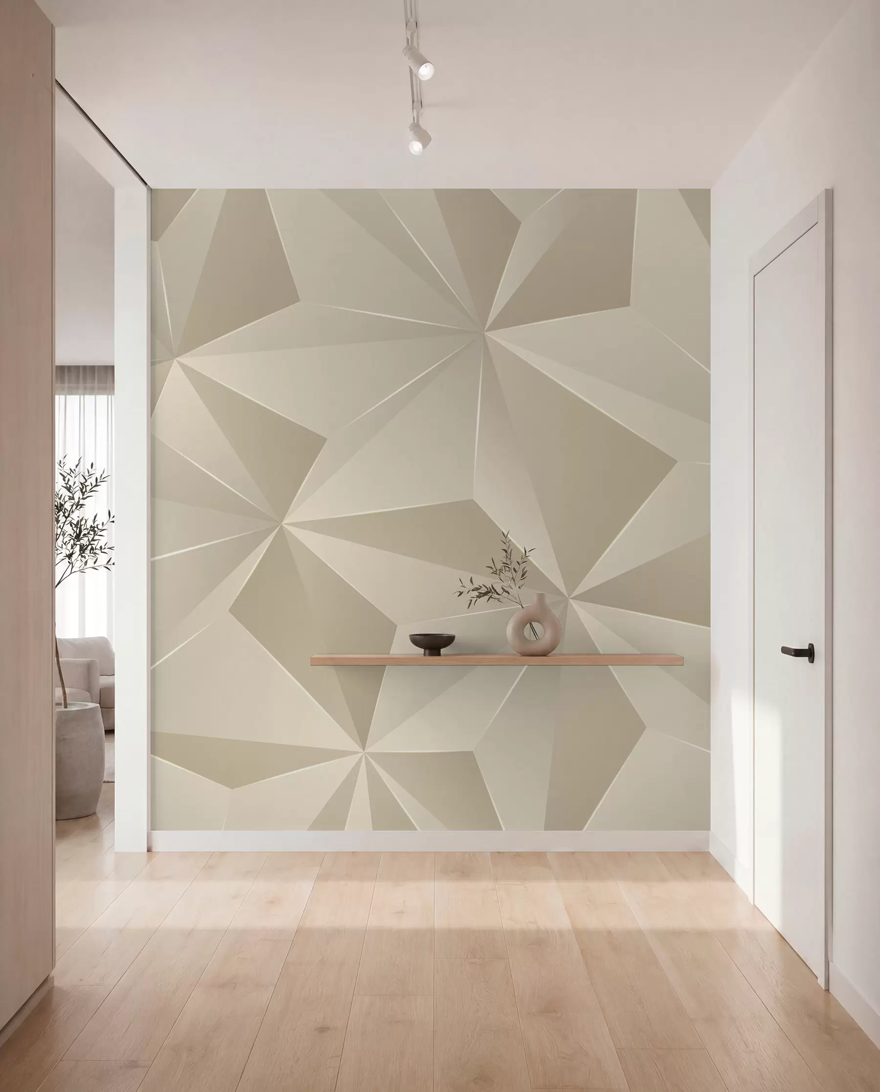 zidne murale Bež geometrijski reljef u42449