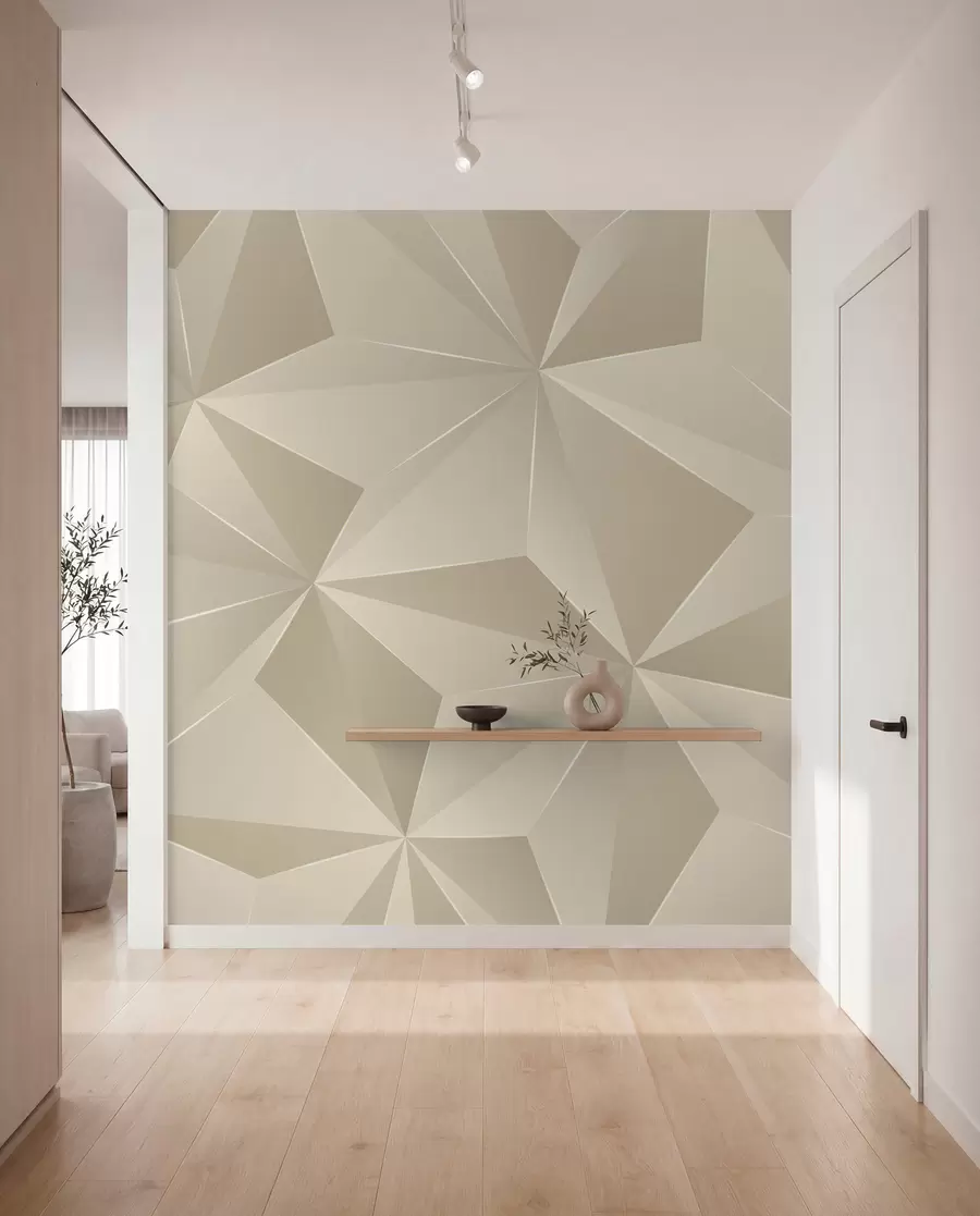 zidne murale Bež geometrijski reljef u42449