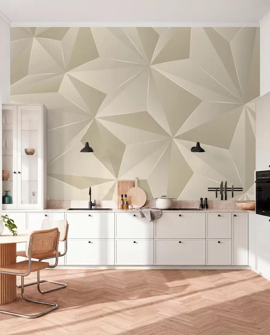 zidne murale Bež geometrijski reljef u42449