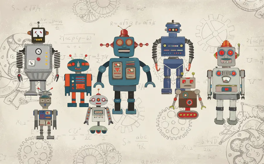 zidne murale Nacrtane robotske igračke u46535