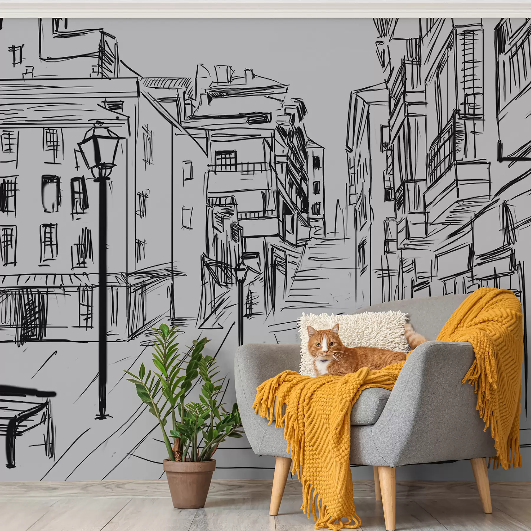 zidne murale Zgrada, crna e infrastruktura u51061