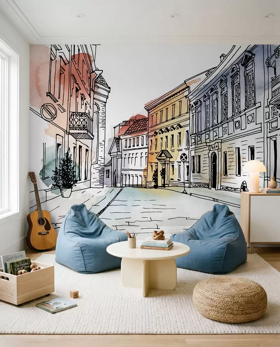 zidne murale Stari grad u akvarelu u51062