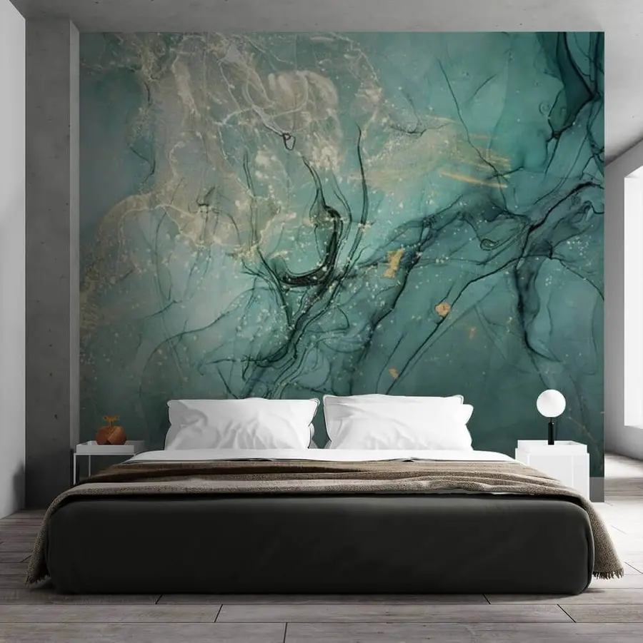 zidne murale Tirkizni mramor s finom maglicom u51399