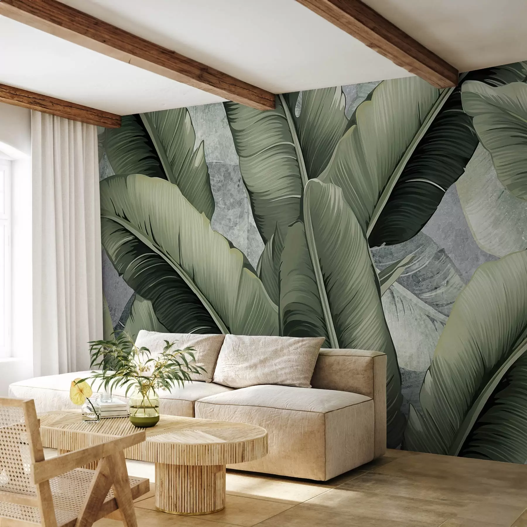 zidne murale lišće banane w08511