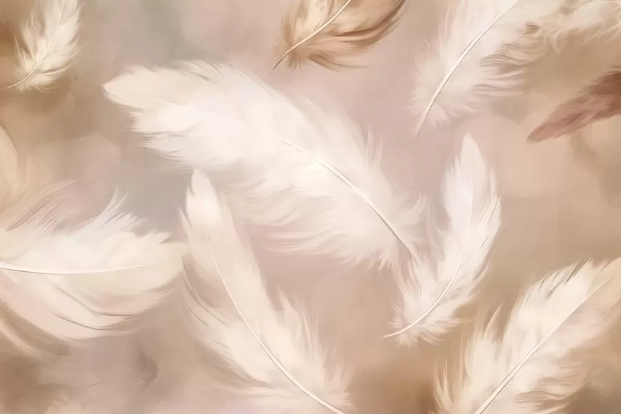 zidne murale Veliko perje u bež boji w02601v1