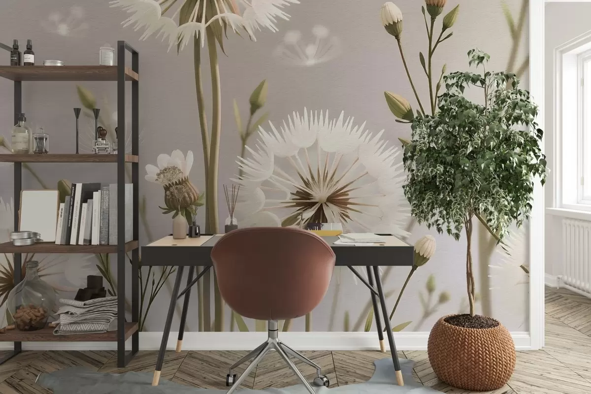 zidne murale Polje u cvatu s maslačcima w02619