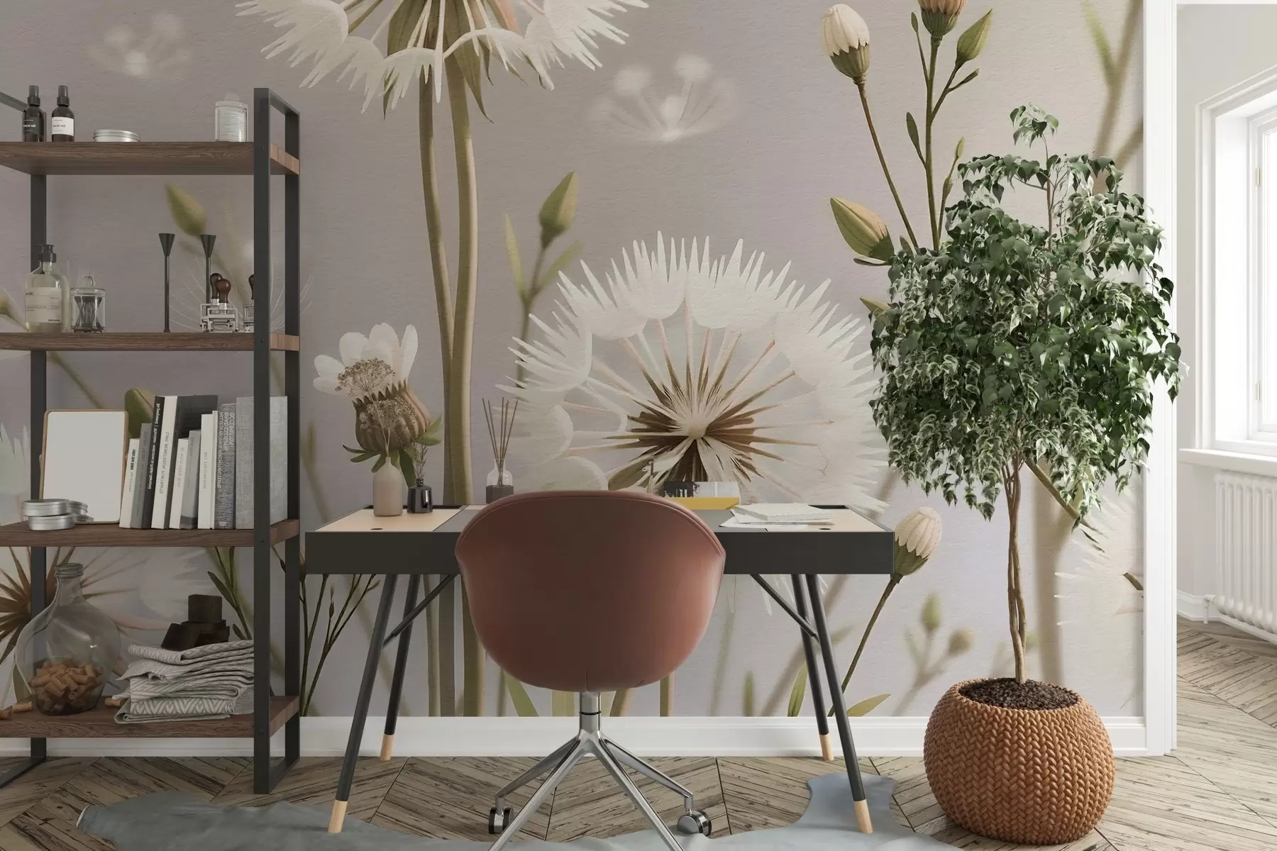 zidne murale Polje u cvatu s maslačcima w02619