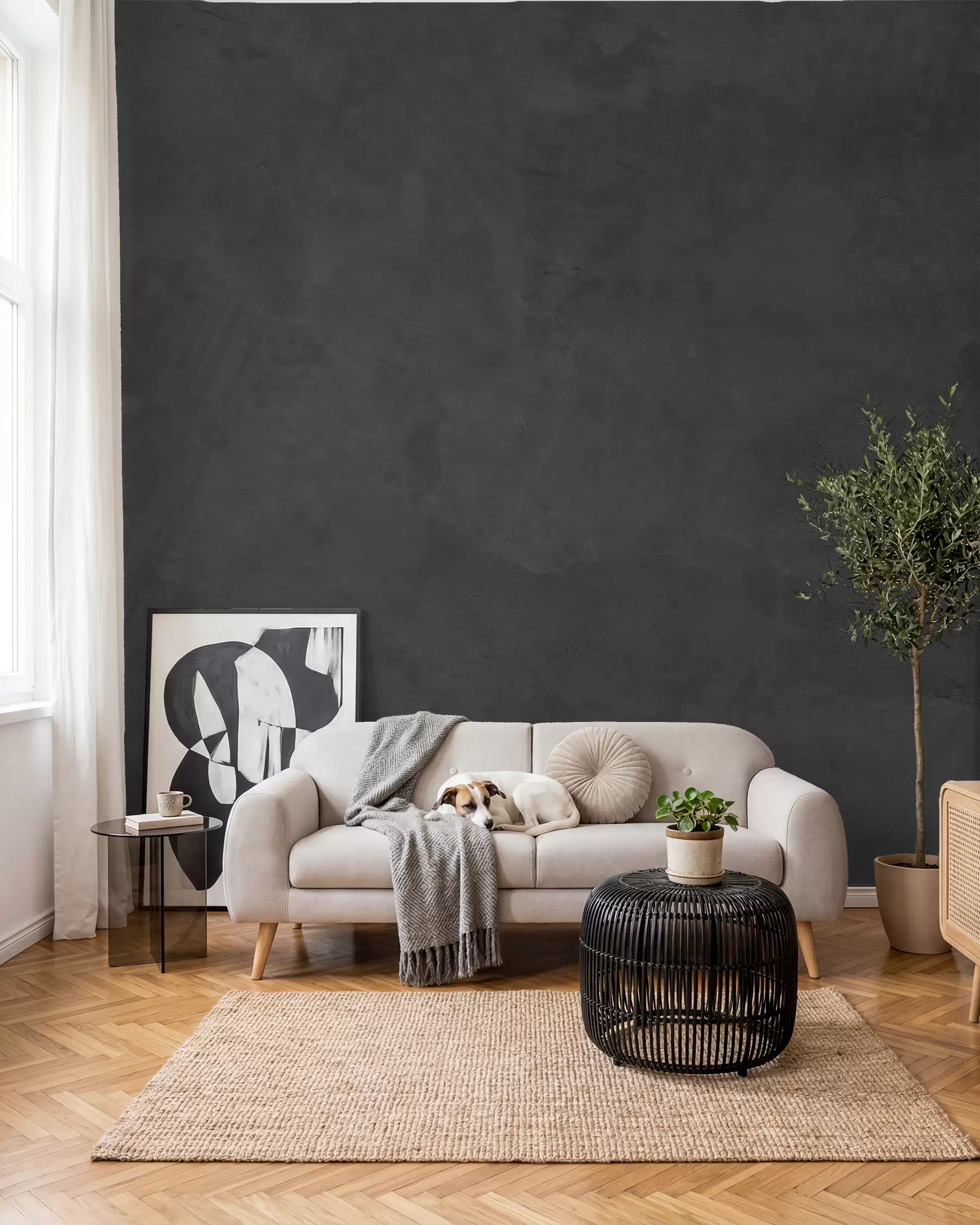 zidne murale Tamna pozadina s efektom betonskog zida w02553