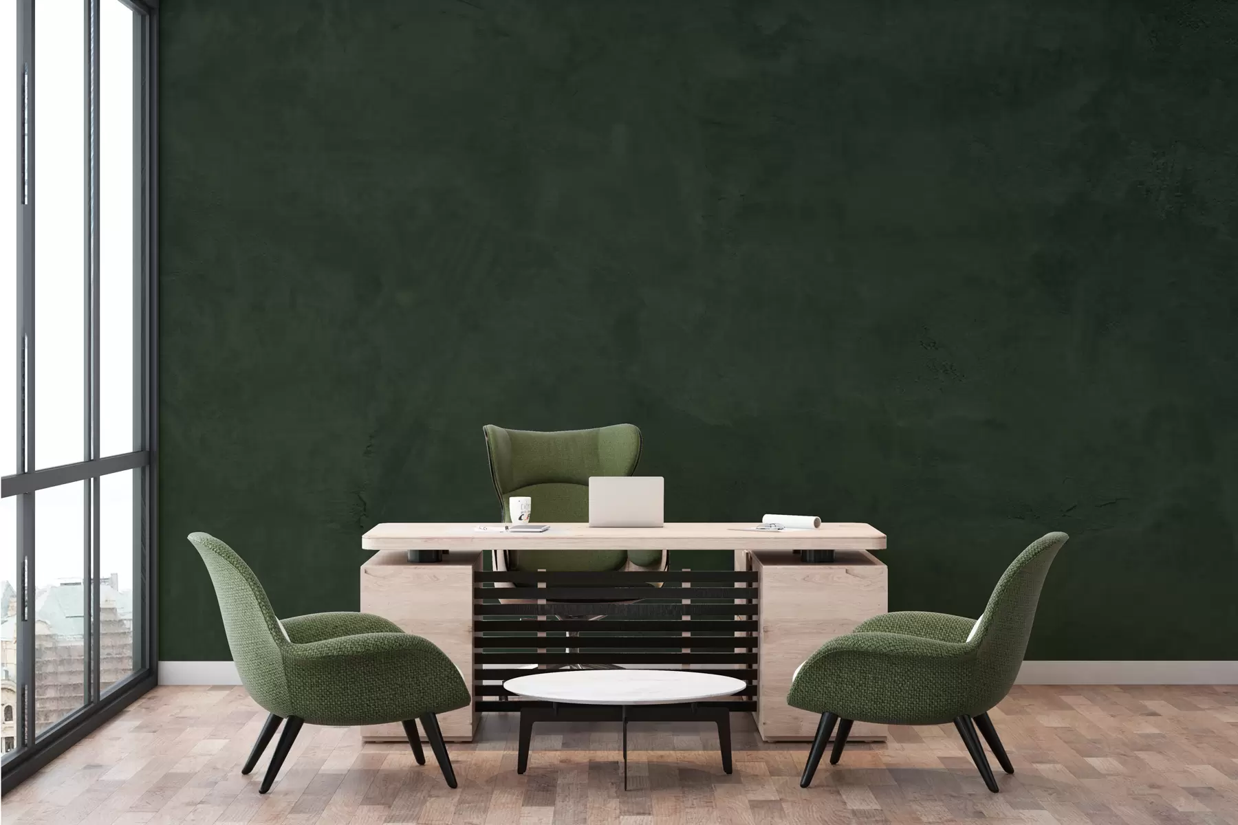 zidne murale Zelena pozadina s efektom betonskog zida w02553v1