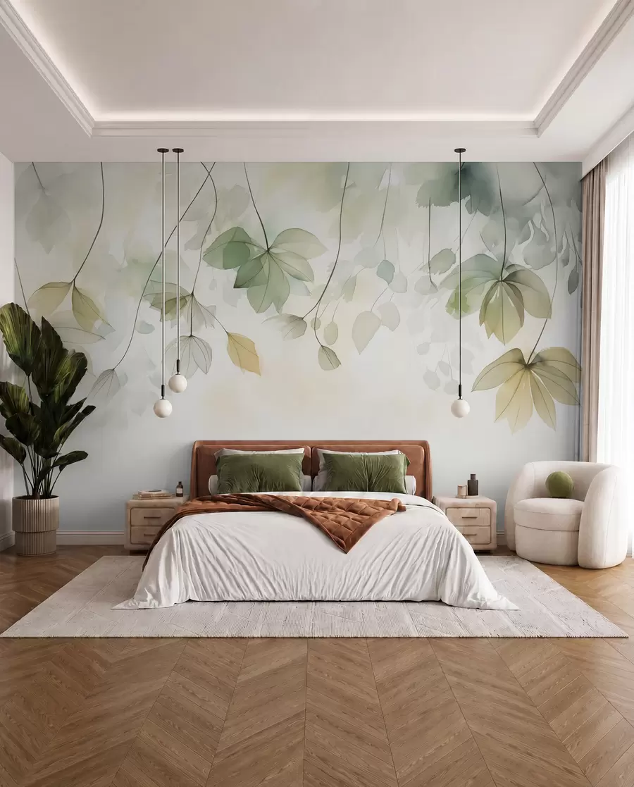 zidne murale Apstraktna vegetacijska imitacija akvarela w02637