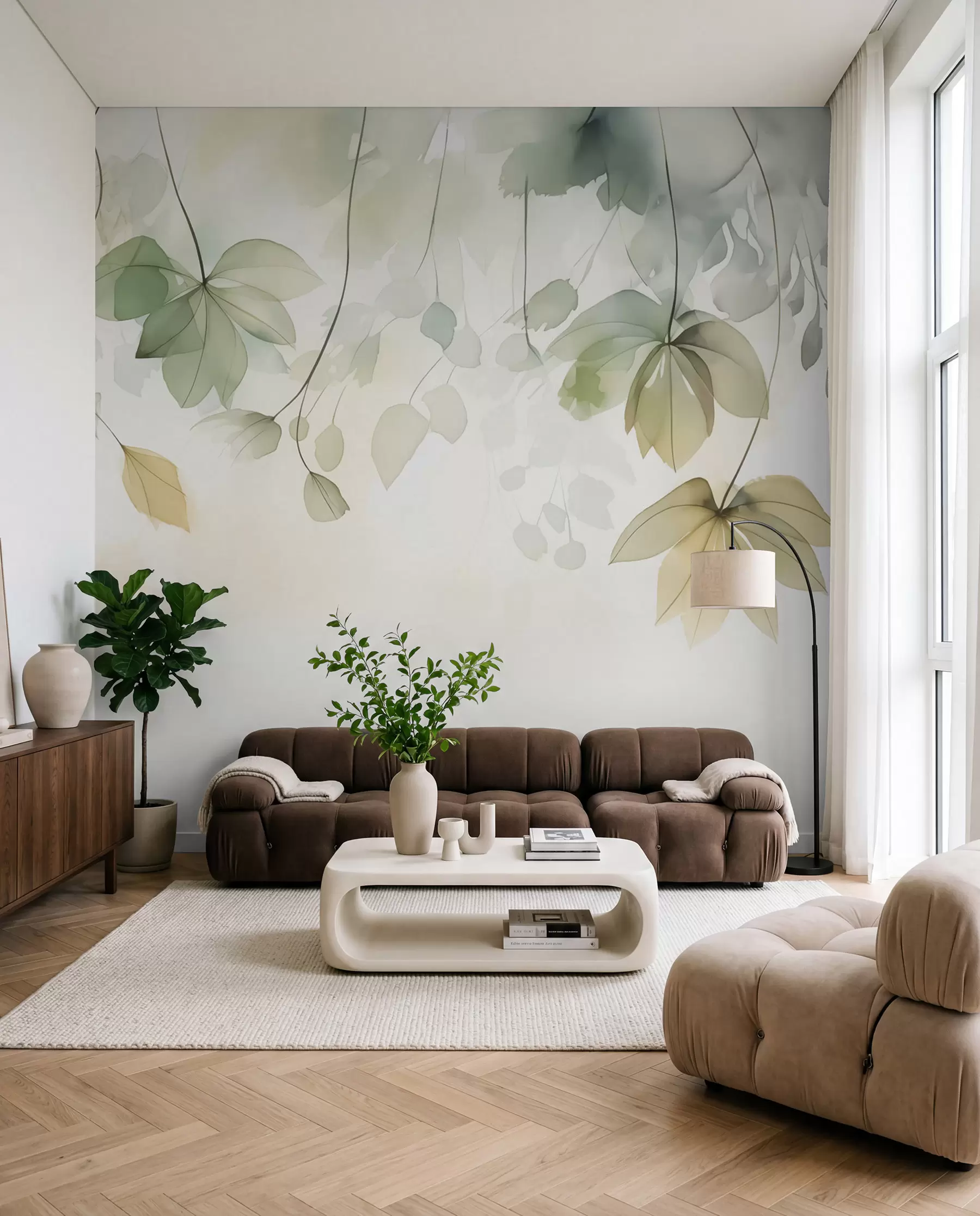 zidne murale Apstraktna vegetacijska imitacija akvarela w02637