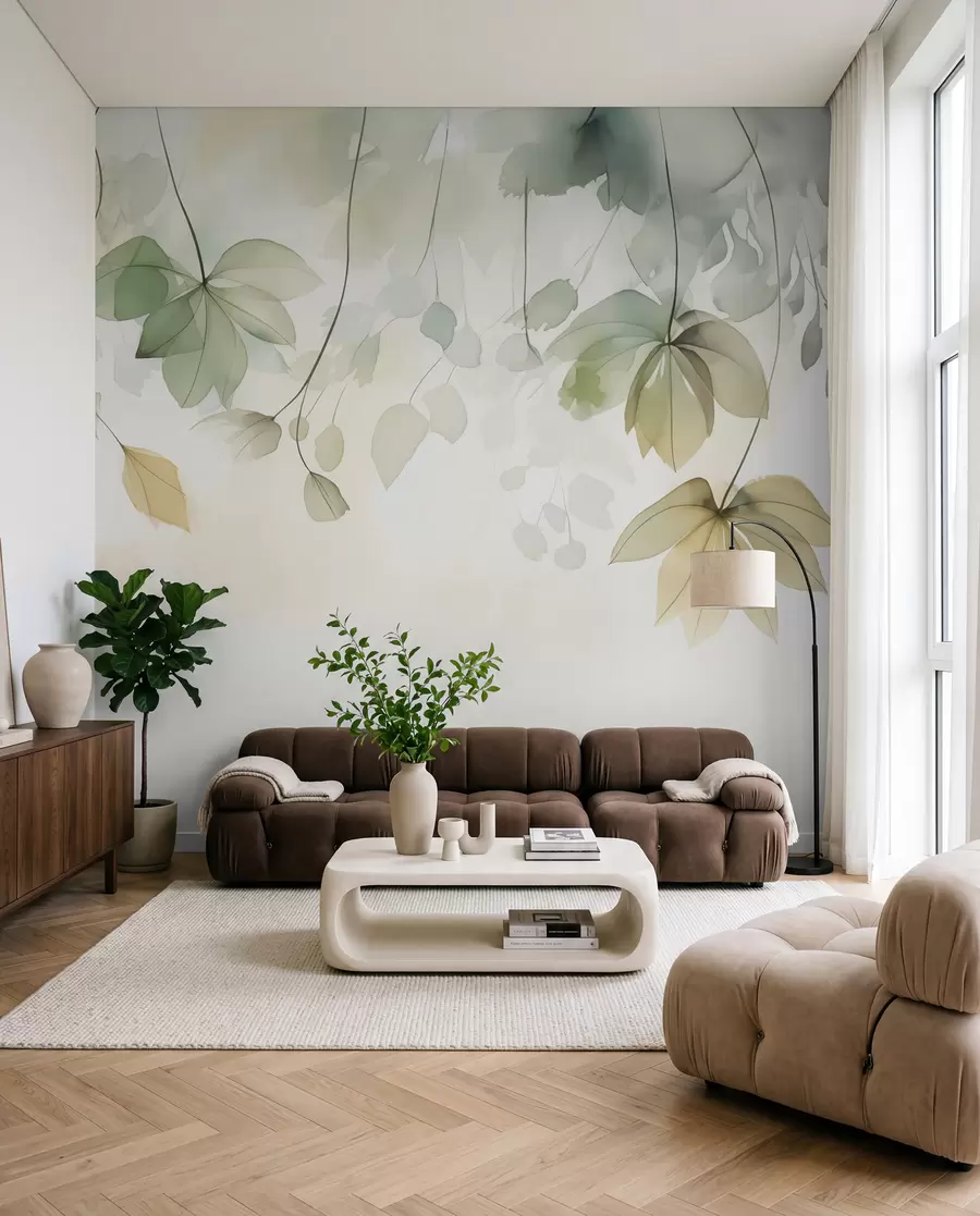 zidne murale Apstraktna vegetacijska imitacija akvarela w02637