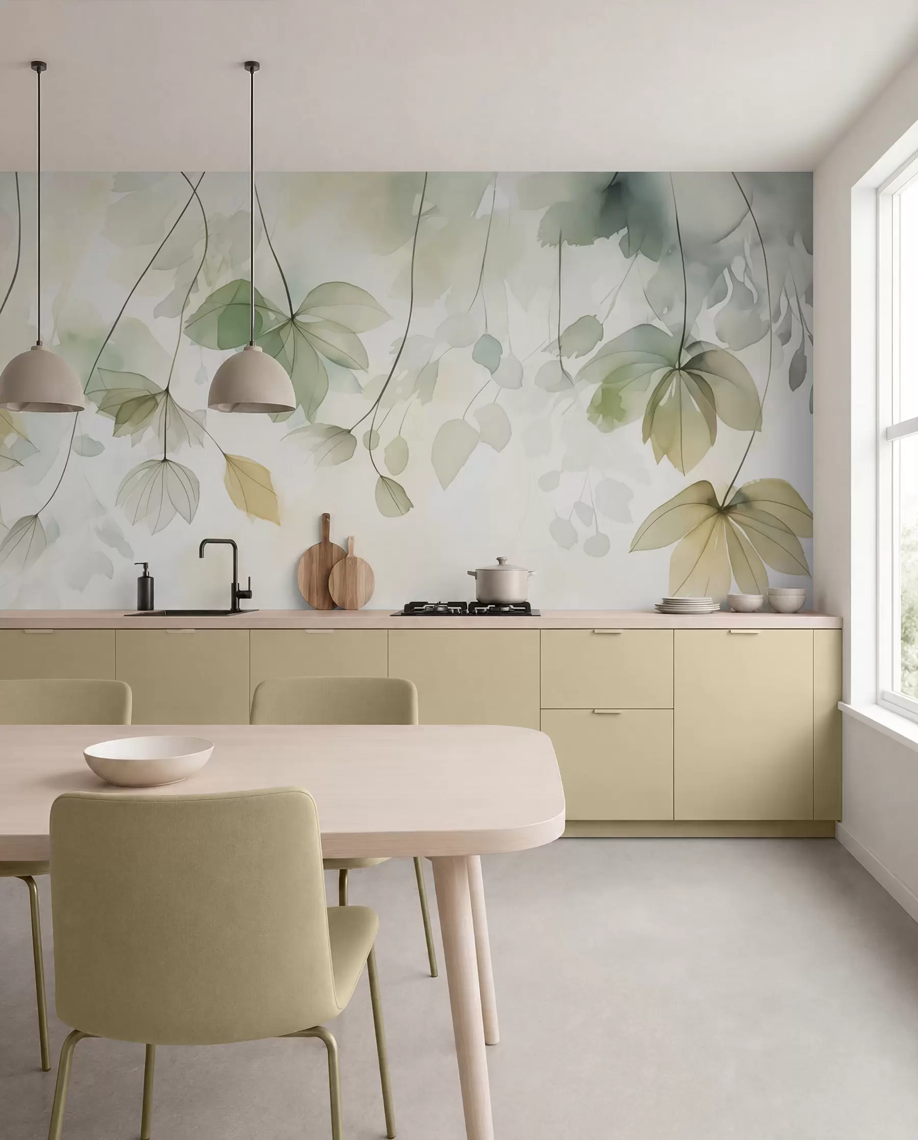 zidne murale Apstraktna vegetacijska imitacija akvarela w02637